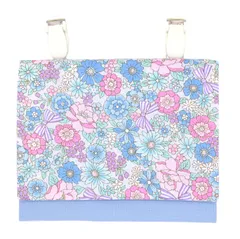 移動ポケット 女の子 リボンフラワー ブルー 移動 ポシェット クリップ付き シンプル ティッシュケース ポケット 移動 ポーチ 子供用 手作り ハンドメイド 女子 リボン 花柄 小花 お花 フラワー 花 あじさい 北欧 風 苺 ブルー ラベンダー ピ