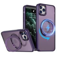 【在庫処分】ケース Magsafe対応 360度回転スタンド 丸型 Pro マグネット搭載 アイフォン11 プロ 11 カバー あいほん11 Pro スマホケース iPhone 耐衝撃 カメラレンズ保護 半透明 ワイヤレス充電 縦置き対応 車載ホルダー 対応