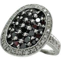 12号 ダイヤモンド/ブラックダイヤモンド 計1.00ct リング・指輪 K18WGホワイトゴールド 18金  4.7g レディース 【中古】【真子質店】【NN】