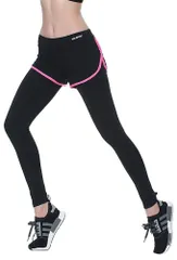 パンツ一体型レギンス 《レッド》《S》レディース スポーツ  9分丈 スパッツ ヨガ ランニングウェア ショートパンツ[ゆうパケット発送、送料無料]mer006