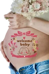 Pellforia マタニティフォト ボディーシール タトゥーシール ボディペイント 妊娠記録 説明書付 練習用シール付(type6,  22cm)