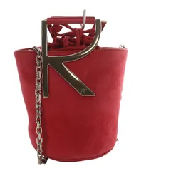ロジェヴィヴィエ ROGER VIVIER RV MINI BAG スエード チェーン ショルダーバッグ ハンドバッグ 2way 斜め掛け 巾着 赤 レッド /YO21のサムネイル