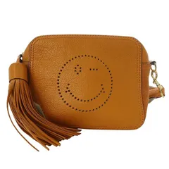 アニヤハインドマーチ ANYA HINDMARCH スマイリー レザー×スエード タッセル ショルダーバッグ ワンショルダー 斜め掛け レザー 茶色 ブラウン /YO20のサムネイル