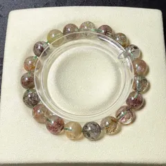 天然美品★【ガーデンルチルクォーツ】★庭園水晶ブレスレット 天然石  浄化  9.7-10.3mm ZB1417