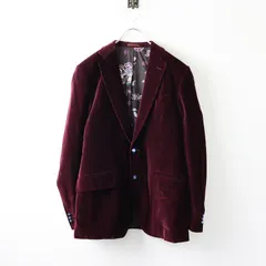 美品 イタリア製 エトロ ETRO ベロア テーラードジャケット 50/臙脂系 羽織り 裏地ペイズリー ビジューボタン 個性的【2400013981569】のサムネイル