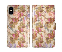 [iPhone12 Mini] iPhone16 Pro ケース スカラー スマホケース 手帳型 iPhone16 Plus ケース アイフォン16 15 14 13 12 11 スマホカバー 全機種対応 手帳 ScoLar フラワー チョウ スカラコ 総柄 