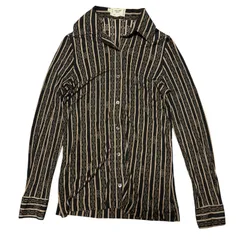 CELINE長袖ブラウスセリーヌCマカダム刺繍光沢艶感コットン100%