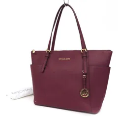 OG25024r 美品 MICHAEL KORS マイケルコース JET SET トートバッグ サフィアーノ レザー MKロゴチャーム ジップ ショルダーバッグ ボルドー