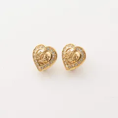 ディオール DIOR ハートストーン 旧ロゴ イヤリング ゴールド