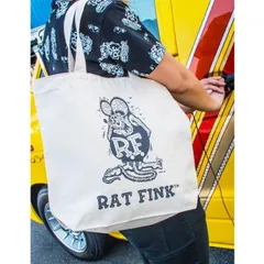 ラットフィンク Rat Fink NEWカラートートバッグ (ホワイト）アメ車 車 カー バイク  アメリカ雑貨 アメ雑 ガレージ雑貨