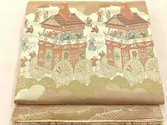 平和屋着物◎西陣　服部織物謹製　六通柄袋帯　こはく錦　祇園祭　正絹　逸品　BAAS1302je
