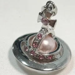 【送料無料】Vivienne Westwood風/ヴィヴィアンウエストウッド風/ネックレストップ/シルバー×ピンク/オーブ/中古品/刻印なし