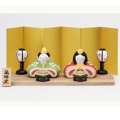一刀彫 美こと 雛人形 南雲作 木彫り ひな人形 木製 お雛様 飾り台・箱
