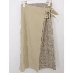 ◇ one after another NICE CLAUP チェック ラップ巻き風 ロング ナロー スカート ベージュ マルチ レディース P  【中古】 【1208250003799】
