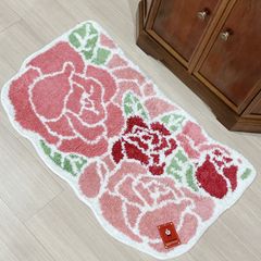 ローズ シャギーマット　ふわふわ　モコモコ　50×80cm　玄関マット　バスマット　ルームマット　洗える　送料無料