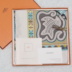 HERMES カレ90 CENT PLIS DES MIAO 芽家のプリーツ タグ付き 未使用 スカーフ
