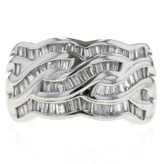 Pt900 プラチナ リング ダイヤモンド 1.01ct バケット スカラップ ウェーブ 指輪 12号【新品仕上済】【zz】【中古】
