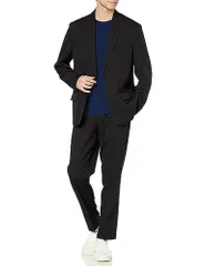 ブラック_L [アトリエサンロクゴ カジュアルスーツ 着心地良好 伸縮性 ストレッチ セットアップ 2点セット 上下セット ジャケット スラックス 無地 2つボタン 就職スーツ パーティー カジュアル セットアップスーツ メンズ ブラック