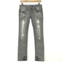 TRIBE★スキニージーンズ　ダメージ加工　スリム　サイズM　黒系　b9736