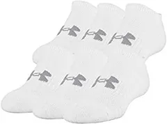 Under Armour Training Cotton No Show Socks 6-Pair White 2 Shoe Size: Youth 13.5K-4Y