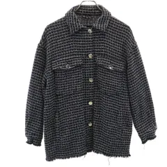 ZARA ザラ チェック柄 長袖 シャツジャケット S 黒系 レディース 古着