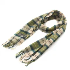バブアー Barbour ウールタータンチェックマフラー フリンジ 緑 グリーン ベージュ 232USC0001 /BBのサムネイル