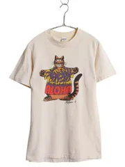 【お得なクーポン配布中!】 70s USA製 クリバンキャット イラスト 染込み プリント Tシャツ メンズ XS レディース S ヴィンテージ ネコ キャラクター アロハ アニマル
