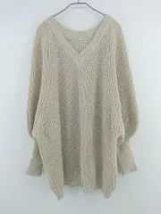 ◇ w closet ダブルクローゼット ローゲージ ニット オーバーサイズ 長袖 セーター サイズF ベージュ レディース P 1307250006509のサムネイル