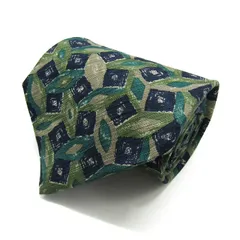 エルメネジルドゼニア ブランドネクタイ 総柄 格子柄 パネル柄 シルク PO メンズ カーキ Ermenegildo Zegna 【中古】