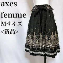 新品 アクシーズファム ゴシックイルミネーション柄 ウェストリボンフレアスカート used in Japan