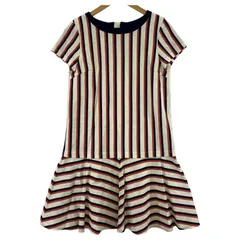 美品  KUMIKYOKU 組曲  タグ付きワンピース size2/オフホワイト×ネイビー×レッド