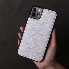 [HANATORA] iPhone11 Pro Max 本革ケース シュリンクカーフレザー スマホケース 白 シロ ホワイト