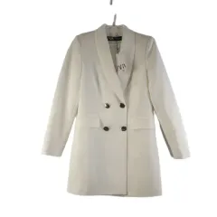 J2960 ZARA レディース M 白 スーツ ロング ジャケット 新品