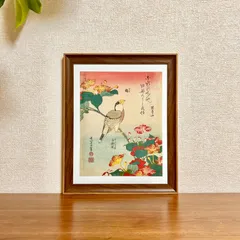 新品☆額縁付アートポスター☆日本画☆侘び寂び☆雅☆風景画☆葛飾北斎☆Hawfinch and Marvel-of-Peru☆11