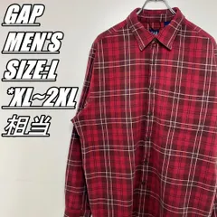 【US古着･90’s】OLD GAP　ギャップ　長袖チェックシャツ　メンズ　サイズ表記L　XL~2XL相当　レッド×マルチカラー
