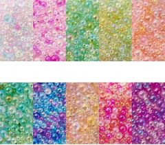 OLYCRAFT 130g 10 Colors Glass Bubble Beads 1-3mm Resin Inclusion Beads Micro Glass Beads UV Resin Bubble Beads Mini Bubble Ball Beads No Hole Nail Art Beads for Nail Art