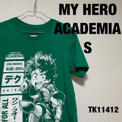MY HERO ACADEMIA Tシャツ 半袖 S グリーン ビッグプリント 緑谷出久 デク 僕のヒーローアカデミア ヒロアカ キャラクター イラスト アニメ 古着 TK11412