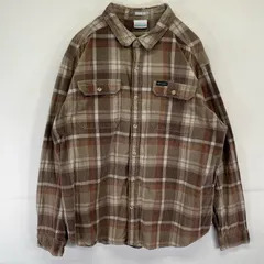 古着 コロンビア Columbia 長袖シャツ コーデュロイシャツ チェック ワンポイントロゴ 胸ポケット XL  ベージュ系 メンズ