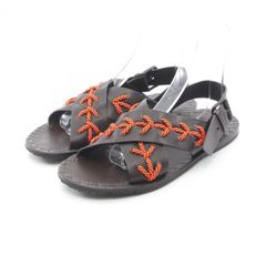 ボッテガヴェネタ BOTTEGA VENETA サンダル 茶色/オレンジ レザー サンダル メンズ Used A