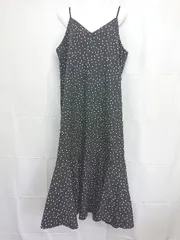 ◇ ⊂ Discoat ディスコート 水玉 ドット キャミソール 膝下丈 ワンピース サイズF ブラック ホワイト系 レディース E  【1507010003360】