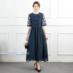 パーティードレス 大きいサイズ 結婚式 服装 七分袖 レース ワンピース 二次会 お呼ばれ 発表会 フォーマル20代 30代 40代 50代