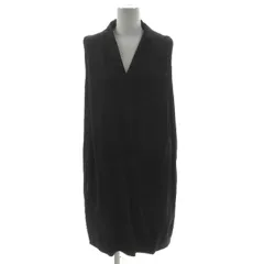 アダムエロペ Adam et Rope' ワンピース コクーン Vネック ノースリーブ ミディ丈 シンプル 無地 日本製 ブラック 黒 38