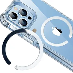 【在庫処分】DIY シール Magsafe対応 マグセーフ マグネット シール iPhone 磁気増強 (3枚入り-シルバー) リング 【ガイド枠付き】Magsafe用