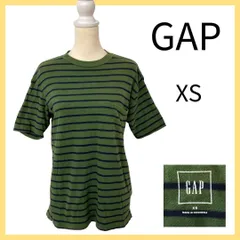 GAP ギャップ メンズ 半袖 ボーダー Tシャツ カットソー 綿100％ グリーン XSサイズ  大手メーカーの定番の半袖、グリーンとネイビー系パープルの細ボーダーTシャツ^ ^ボーイズライクが好きな女子にもおすすめしたい 緑 KKB2-29