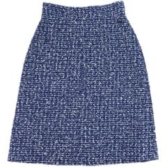 本物 シャネル CHANEL ツィード スカート ボトムス 36 ポリエステル コットン ナイロン ネイビー レディース 衣類 洋服 中古 【フォロー割】