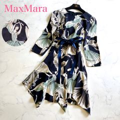 美品】マックスマーラ シルク 100% リゾート ワンピース リボン ベルト