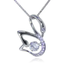 白鳥 スワン 10連CZダイヤモンド レディース ネックレス シルバー925 プラチナ仕上 キュービックジルコニア ジュエリー プレゼント