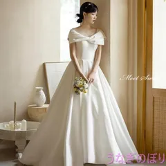ウェディングドレス ウエディングドレス 二次会 2.5次会 結婚式 披露宴 前撮り 後撮り ブライダル ロングドレス 花嫁 Aラインドレス サテン 白 オフショルダー