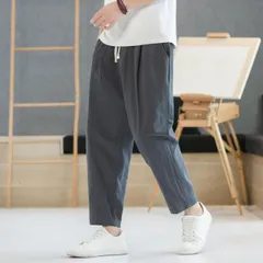 種類114：M/D：オフホワイト メンズ ファッション 服 男性用 オシャレ シンプル 大人 かっこいい 大きいサイズ ストリート 紳士服 リネン パンツ 夏 薄手 ストレート レッグ カジュアル ワイド コットンリネン