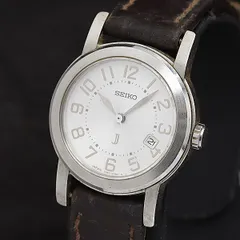 稼動 良品 セイコー QZ 7N82-6D90 ホワイト文字盤 ラウンド デイト シルバー メンズ/レディース腕時計 2000000 NSK OMI